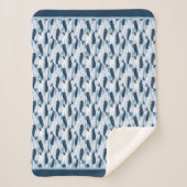 Couverture Sherpa Ondes Narwhal Allover Imprimer bleu (Devant)