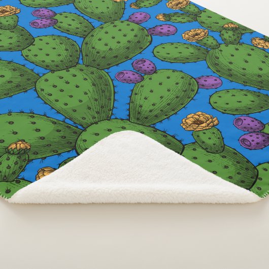 Couverture Sherpa Opuntie de floraison en bleu (3/4)