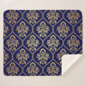 Couverture Sherpa Or & bleu : Damas de luxe (Devant (Horizontal))