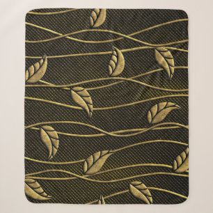 Couverture Sherpa Or et noir : Texture 3D Feuille.