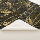 Couverture Sherpa Or et noir : Texture 3D Feuille. (3/4)
