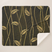 Couverture Sherpa Or et noir : Texture 3D Feuille. (Devant (Horizontal))