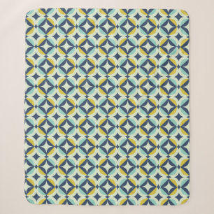 Couverture Sherpa Or géométrique et motif bleu