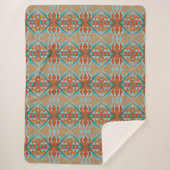 Couverture Sherpa Orange Brown Aqua Turquoise Blue Tribal Art (Devant)