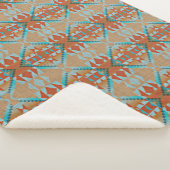 Couverture Sherpa Orange Brown Aqua Turquoise Blue Tribal Art (3/4)