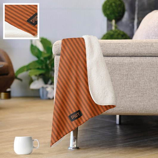 Couverture Sherpa Orange chaud - Frappe automnale avec vos initiales