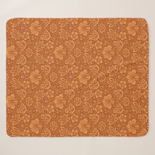 Couverture Sherpa Orange Damask Wallpaper Motif (Devant (Horizontal))