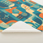 Couverture Sherpa Orange et Géométrique Abstrait Sarcelle (3/4)