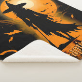 Couverture Sherpa Orange, noir, sorcière silhouette, légende personn (3/4)