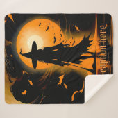Couverture Sherpa Orange, noir, sorcière silhouette, légende personn (Devant (Horizontal))
