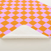 Couverture Sherpa Orange + Pink Check À damiers Motif de tableau de  (3/4)