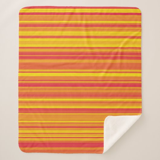 Couverture Sherpa Orange rouge jaune rayures (Devant)