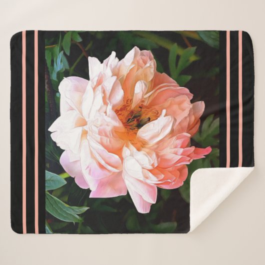 Couverture Sherpa Orange Sherbert Romantic Peony (Devant (Horizontal))