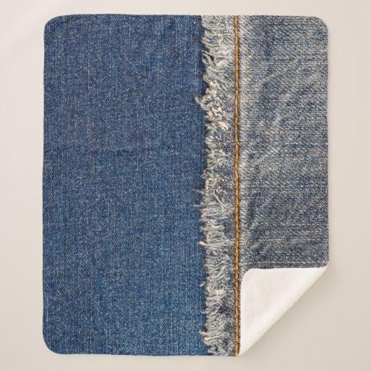 Couverture Sherpa Orange Stitch, Double Denim Patch. (Devant)