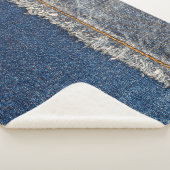 Couverture Sherpa Orange Stitch, Double Denim Patch. (3/4)