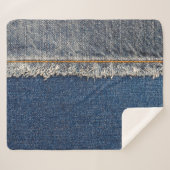 Couverture Sherpa Orange Stitch, Double Denim Patch. (Devant (Horizontal))
