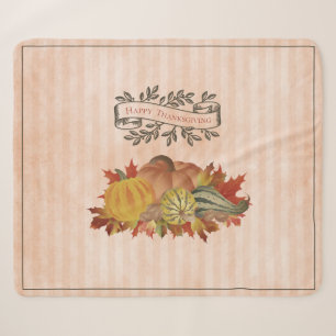 Couverture Sherpa Orange Thanksgiving Citrouilles et Squash