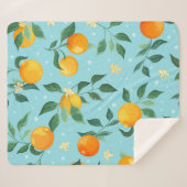 Couverture Sherpa Oranges, fleurs : textile sans couture motif. (Devant (Horizontal))