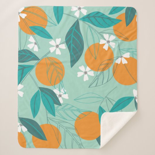 Couverture Sherpa Oranges florissantes en feuille. illustration (Devant)