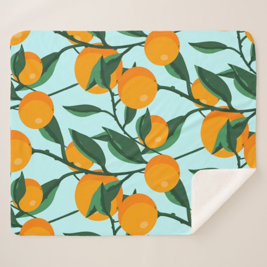 Couverture Sherpa oranges on leaf branches seamless pattern, citrus  (Devant (Horizontal))