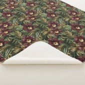 Couverture Sherpa Orchidée tropicale rouge Bourgogne  (3/4)