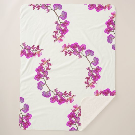 Couverture Sherpa Orchidées sur Arrière - plan clair Grosse couvertu (Devant)