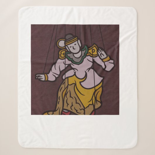 Couverture Sherpa Oreiller graphique de style miniature indien vinta (Devant)