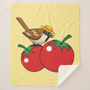 Couverture Sherpa Organic lover Sparrow Eating Red Tomato