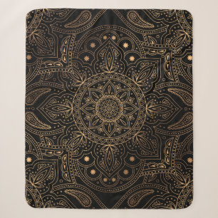 Couverture Sherpa Oriental Mandala, Luxury Vintage Motif.