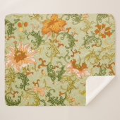 Couverture Sherpa Ornement chinois vintage Jones Flowers (Devant (Horizontal))