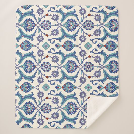 Couverture Sherpa Ornement floral : Motif arabe traditionnel. (Devant)