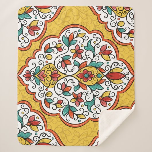 Couverture Sherpa Ornement floral : Motifs indiens turcs. (Devant)