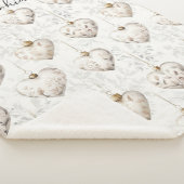 Couverture Sherpa Ornements coeurs gris crème Chic   (3/4)
