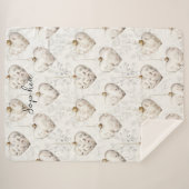 Couverture Sherpa Ornements coeurs gris crème Chic   (Devant (Horizontal))