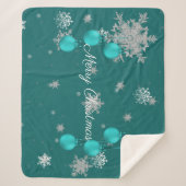 Couverture Sherpa Ornements de Noël turquoises Sherpa Blanket (Devant)