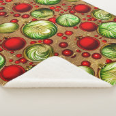Couverture Sherpa Ornements Rouges et Verts (3/4)