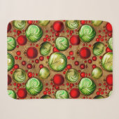 Couverture Sherpa Ornements Rouges et Verts (Devant (Horizontal))