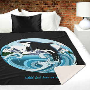 Couverture Sherpa Orque Majestueux Baleine Tueuse Vagues Bleues Océa