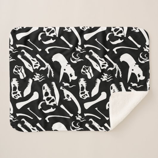 Couverture Sherpa Os de dinosaure (noirs et blancs) (Devant (Horizontal))