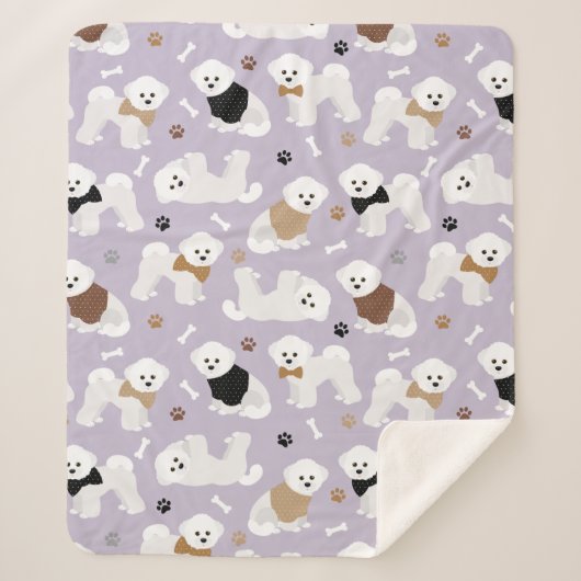 Couverture Sherpa Os et pattes pourpres de Bichon Frise (Devant)