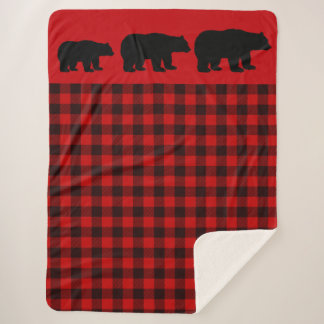 Couverture Sherpa Ours de bison rouge plaqué Sherpa Blanche