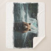 Couverture Sherpa Ours grizzli et chute d'eau Faune (Devant)