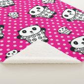 Couverture Sherpa Ours Panda Kawaii Moderne Rose Fille Points (3/4)