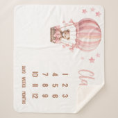 Couverture Sherpa Ours rose dans l'air chaud Balloon Baby Milestone (Devant)