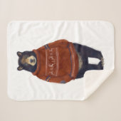 Couverture Sherpa Ours rouge de chandail de renne (Devant (Horizontal))