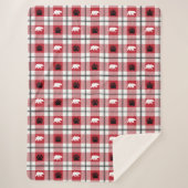 Couverture Sherpa Ours sauvage mignon et rouge pâle blanc et noir pl (Devant)