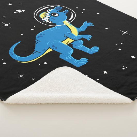 Couverture Sherpa Pachycéphalosaurus Bleu Et Jaune Dinos Dans L'Espa (3/4)