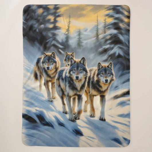 Couverture Sherpa Pack de loup sauvage de l'Alaska (Devant)