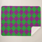 Couverture Sherpa Paillettes de diamant violet et vert (Devant (Horizontal))