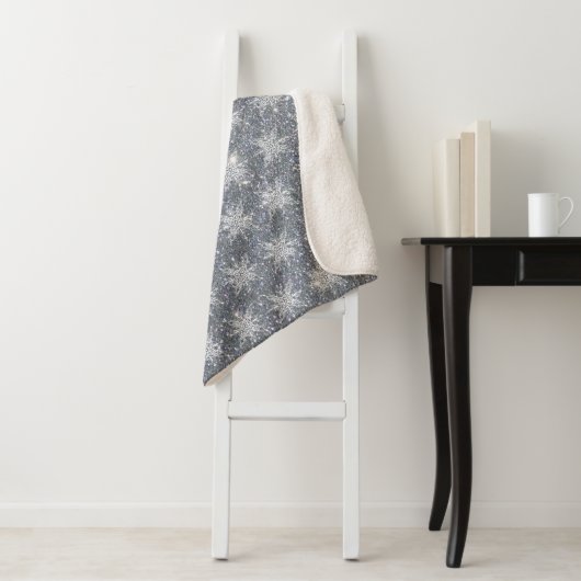 Couverture Sherpa Paillettes et flocons de neige (En situation)